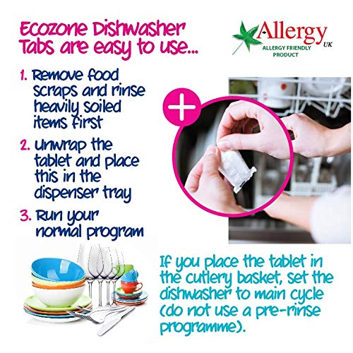 EcoZone Classic All-In-One Dishwasher Tablets, Effective Cleaning Formula Cuts Through Grease & Grime, Natural Vegan & Non Toxic Tabs, Plant Based Plastic-Free, Leaves No Residue (Box of 72 Capsules)