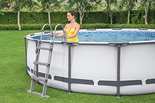 Bestway BW56418GB-21 Steel Pro Max Round Frame Swimming Pool with Filter Pump, Grey, 12 ft X 39.5