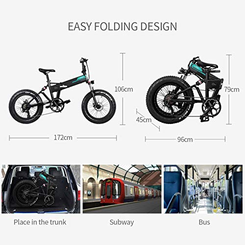 FIIDO M1 Pro Adults Electric Bike, Adjustable Seat and Handlebar Outdoor Folding Cycling Bike Vehicle,Black Thick Tires 48V 12.8Ah Brushless Motor - Black