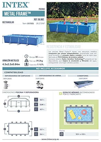 INTEX 28273NP 177.25in x 86.625in x 33in Rectangular Frame Pool - Blue