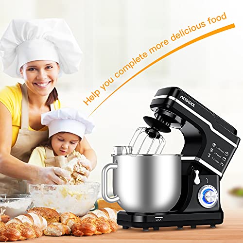 Stand Mixer Food 7L Acekool MC1 10 Speeds 1400W Tilt-Head Cake Electric Kitchen Multi-Functional with Dough Hook Mixing Whip and Beater (Black)