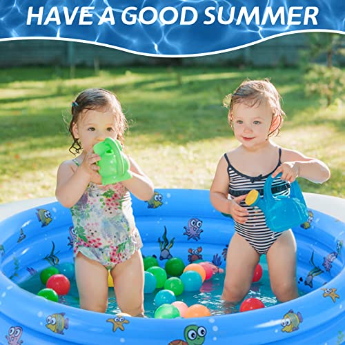 Inflatable Pool Jsdoin Foldable Kids Paddling Pool with Air Pump 51inch Outdoor Swimming Pool for Backyard Home, Garden, Summer Round Safety Non-Slip Outdoor Bathing Pool