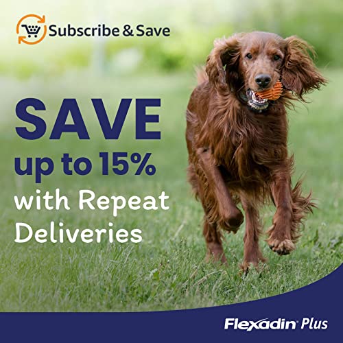 Flexadin Plus Joint Supplement Chews for Medium and Large Dogs (over 10kg) | Aids Mobility & Flexibility| Glucosamine, Chondroitin, Omega 3 & Vitamin E| 90 Chews