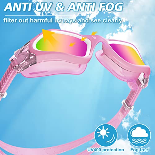 HotSrace Swimming Goggles 4 Mirrored Pink