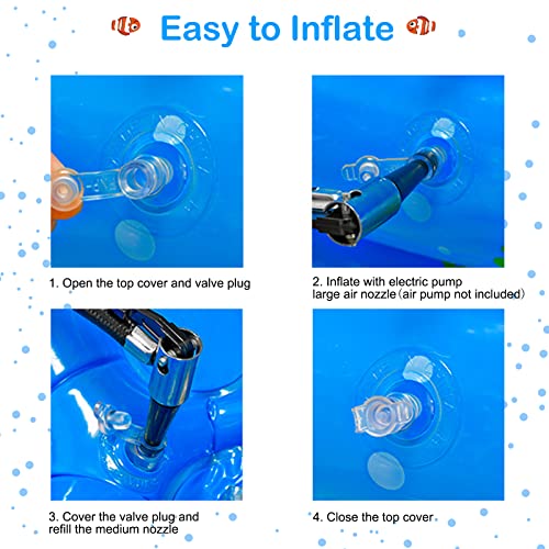 Paddling Pools for Kids, 51in Inflatable Baby Swimming Pool, 3 Ring Paddling Pool with Inflatable Safety Bubble Floor, Small Paddling Swimming Pools for Toddlers Gardens Backyard, Blue/130cm