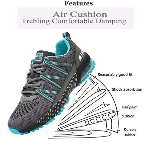 Mens Women Air Mesh Running Walking Trainers Athletic Fitness Sport Shoes Breathable Sneakers Greyblue 43 EU