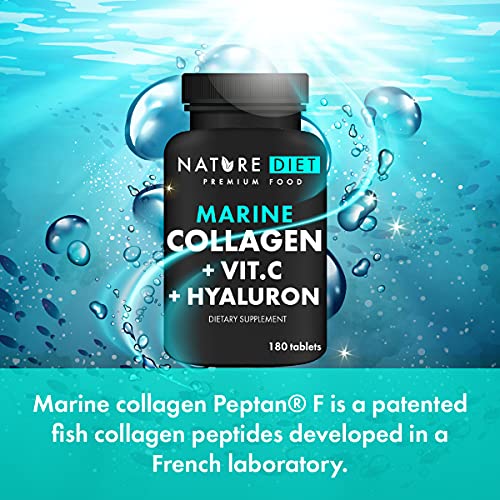 Nature Diet - Marine Collagen with Hyaluronic Acid and Vitamin C, 180 tablets, 500 mg | Peptan F | Fish Collagen