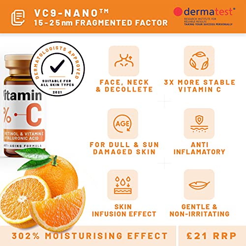 PREMIUM 20% Vitamin C Serum for Face by DermaHour. 8X Skin Moisturiser and Facial Anti-Aging Wrinkles Formula. Plump, Hydrating & Brightening