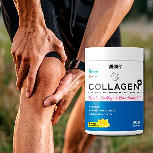 Weider Collagen Plus. Powder Preparation with Collagen peptides (Peptan), hyaluronic Acid, Magnesium and Vitamin C. 100% Peptan. Fat Free. Sugar Free. Keto. 300g