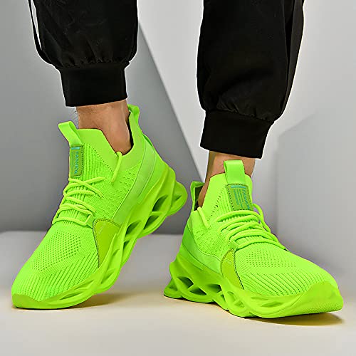 Men Women Walking Trainers Light Running Breathable Tennis Casual Gym Slip On Blade Shoes Fashion Sneakers Comfortable Athletic Fitness Sport Shoes for JoggingG133 Green 45