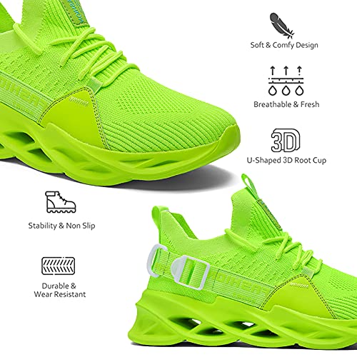 Men Women Walking Trainers Light Running Breathable Tennis Casual Gym Slip On Blade Shoes Fashion Sneakers Comfortable Athletic Fitness Sport Shoes for JoggingG133 Green 45