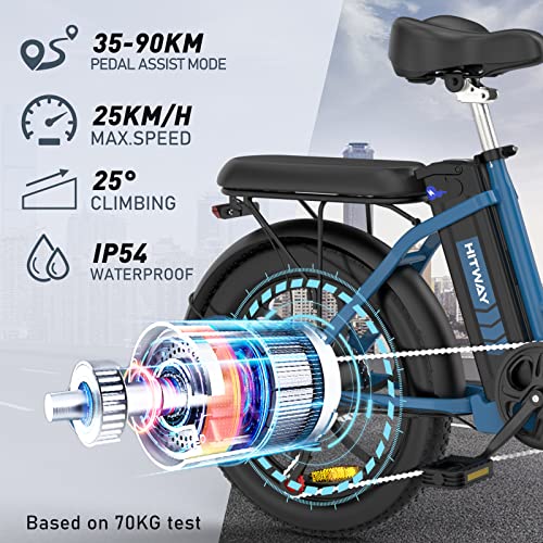 HITWAY Electric Bike, 20" Fat Tire Ebikes, 11.2Ah 250W 36V E Bike, 35-90KM Electric Folding Bikes with 7 Gears SHIMANO System City E Bike Mountain Bicycle for Adults