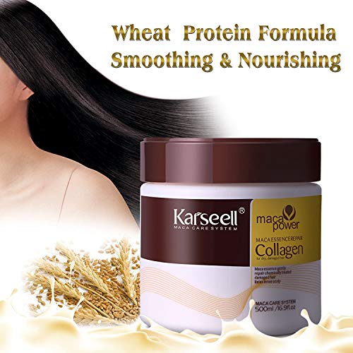 Karseell Hair Mask Collagen Treatment Natural Argan Oil Coconut conditioner for Dry Damaged Hair 16.9 oz 500ml