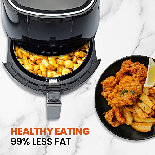 Schallen Modern Black Gloss Healthy Eating Low Fat Large 3.5L 1300-1500W Digital Display Air Fryer with 9 Cooking Settings and 30 Minute Timer