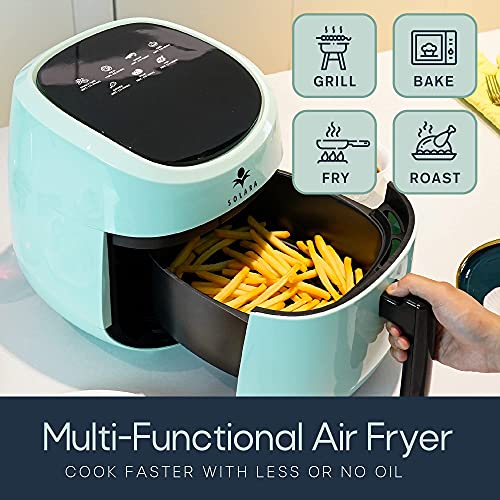 SOLARA Xtra Large Digital Air Fryer for Home Kitchen with 8 Preset Cooking Modes Recipes, eBooks and Videos | Aqua Xtra Large (5.5L)