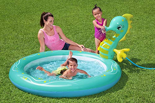 Bestway Seahorse Sprinkler Paddling Pool, Kids Garden Pool