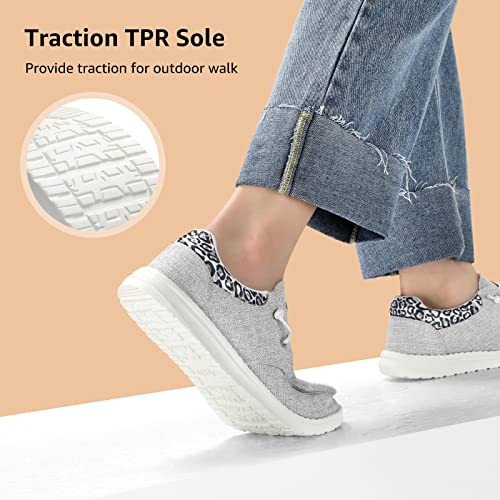 STQ Loafer Shoes for Women Lightweight Causal Shoes Comfortable Memory Foam Work Shoes Slip on Trainers Arch Support Walking Shoes Light Grey 3.5 UK