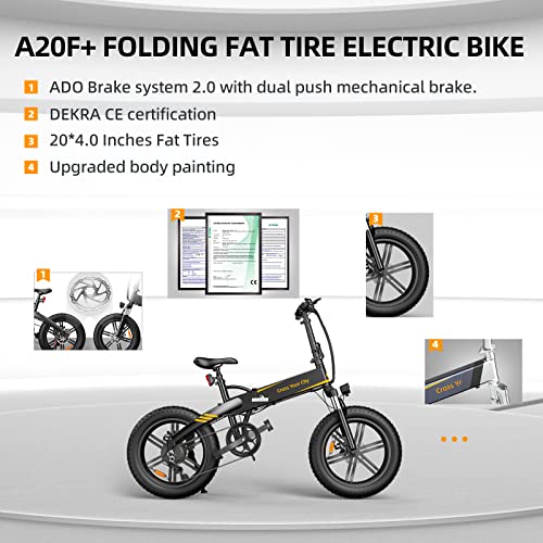 A Dece Oasis A20F+ 20×4.0 fat tire electric bike folding E-bike City Commuter Electric Bicycle, 250W motor/36V/10.4Ah battery/30kg/25 km/h