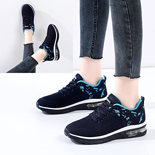 Running Shoes Ladies Trainers Womens Tennis Air Cushion Mesh Breathable Comfortable Lightweight Sports Fitness Gym Athletic NavyBlue UK 3.5