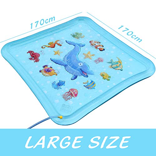 Epoch Air Splash Water Play Mat, Kids Toys Inflatable Sprinkler Pad Outdoor Garden Water Games Boys Girls Toddlers Gifts Wading Pool for Pets Dogs Cats Children 3 4 5 6 7 8 Years Old 170 * 170CM