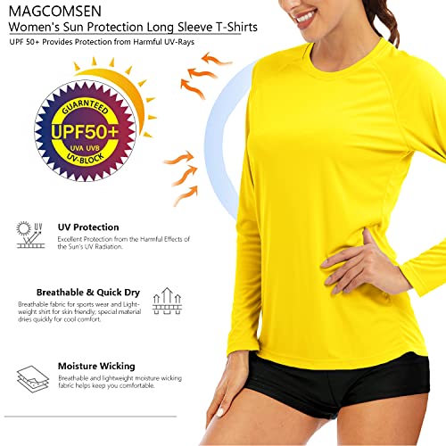 MAGCOMSEN Women's Long Sleeved Tops Casual Sport Tshirts Gym Activewear Tee Tops Classic Plain Baselayer Tshirts Women Undershirts UPF 50+ Outdoor Quick Drying Tshirts, Dark Grey