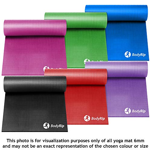 BodyRip Red Yoga Mat with Pink Duffle | 6mm PVC, Non-Slip, Non-Absorbent | Full Zipper, Striped Bag, Leather Handle | For Home Gym, Exercise, Fat Loss, Pilates, Aerobic, Workout, Gymnastics