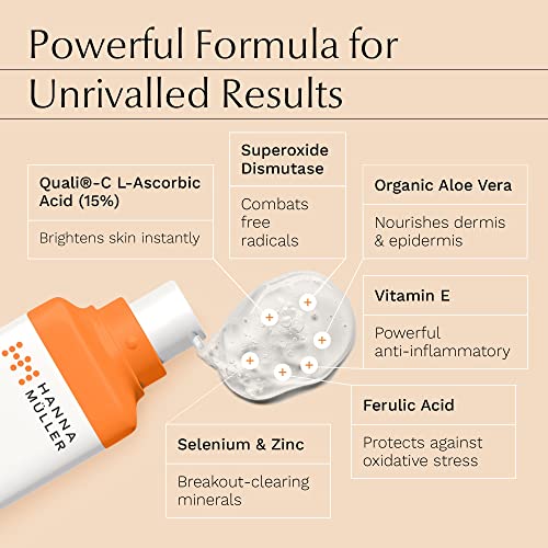 𝗪𝗜𝗡𝗡𝗘𝗥 𝟮𝟬𝟮𝟯* 15% Vitamin C Serum for Face - Organic Vit C Serum w/Ferulic Acid, Aloe Vera, Vitamin E - Face Serum for Women & Men, Brightening, Anti Aging, Wrinkles, Fine Lines & Dark Spots