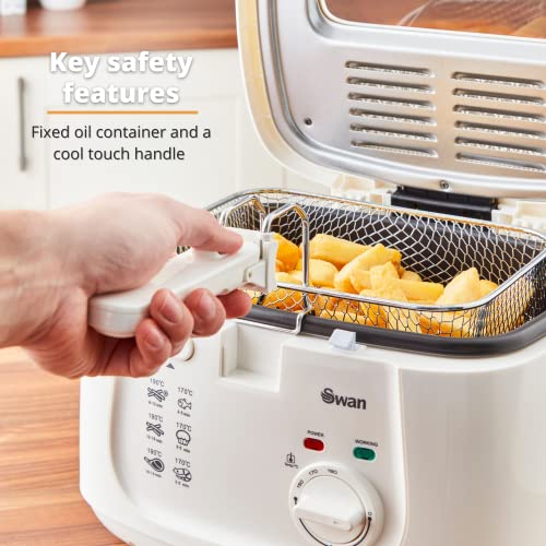 Swan SD6080N 2.5 Litre Deep Fat Fryer with Viewing Window, Easy Clean, Adjustable temperature control, 1800 W, White