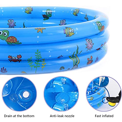 Inflatable Pool Jsdoin Foldable Kids Paddling Pool with Air Pump 51inch Outdoor Swimming Pool for Backyard Home, Garden, Summer Round Safety Non-Slip Outdoor Bathing Pool