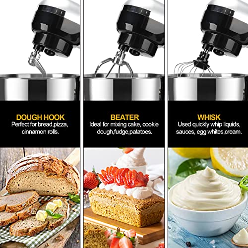 Stand Mixer, 8 Speed Dough Mixer, Low Noise Multifunction Food Processor, 4.5L Stainless Steel Bowl, Beater, Dough Hook, Whisk and Splash Guard