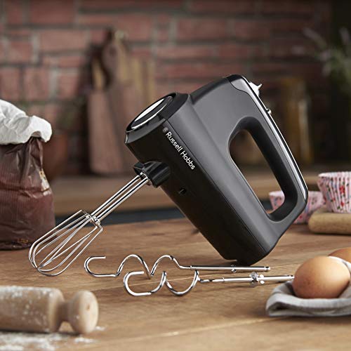 Russell Hobbs 24672 Desire Hand Mixer, Electric Hand Whisk and Dough Mixer Attachments, Matte Black, 350 W