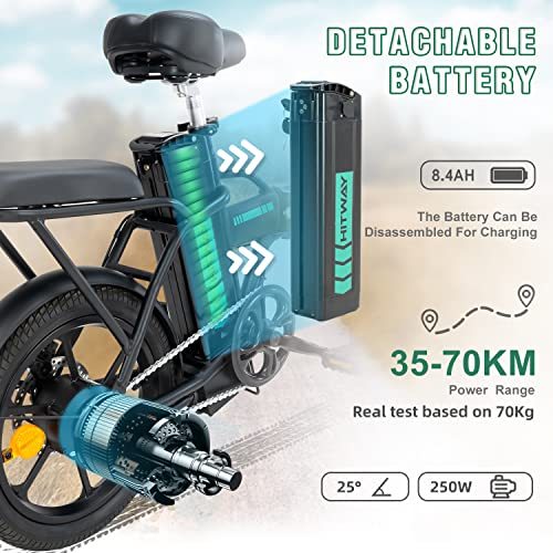 HITWAY Electric Bike E-Bike Foldable City Bikes 8.4h Battery, 250W Motor, Assist Range Up to 35-70Km BK5