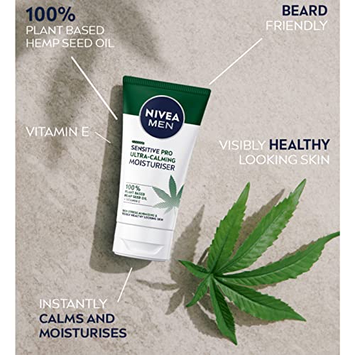 NIVEA MEN Sensitive Pro Ultra Calming Moisturising Cream (75ml), Face Care Moisturiser Enriched with Hemp Seed Oil and Vitamin E for Stress-Minimising Skin Care