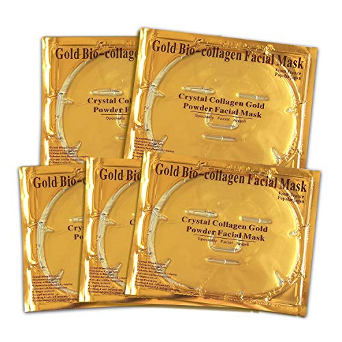 24K Gold Bio Collagen Crystal Face Mask + Eye Mask + Lip Mask, Anti ageing Skin Care (5pairs/set)