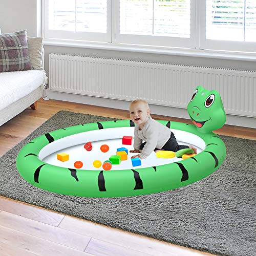 Baby Pool, Frog Pddling Pools with Splash Sprinkler, Inflatable Kids Swimming Pool 67’’X51'' Indoor& Outdoor Water Game Play Center for Boys Girls