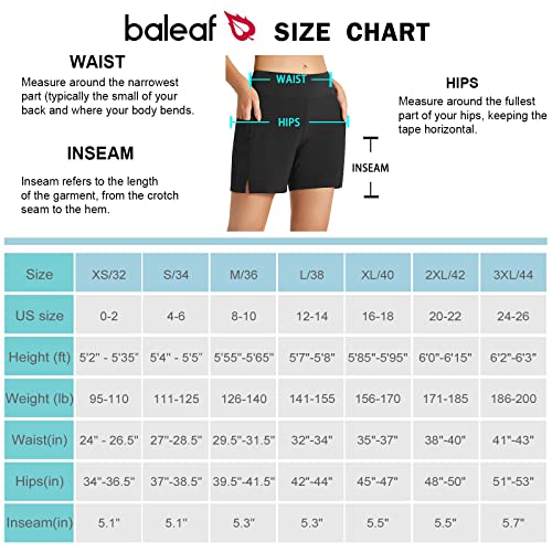 BALEAF Women's Swim Shorts High Waisted Quick Dry UPF50+ Summer Board Swimming Shorts Boyleg with Liner Black S