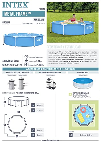 Intex 28205 Swimming Pool Metal Frame, 244 X 51 Cm, Blue