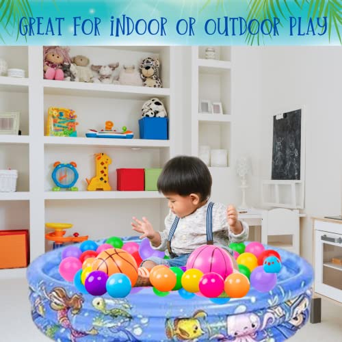 Paddling Pool for Kids - Inflatable Pool for Kids with Bath Toys - Small Paddling Pool for Toddlers, 3 Ring Baby Pool for Garden, Kids Swimming Pool, Outdoor Mini Paddling Pool, Inflatable Ball Pit