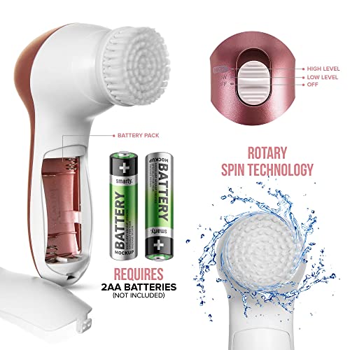 7 IN 1 ELECTRIC FACIAL FACE SONIC SPA CLEANSING BRUSH SKIN BEAUTY CARE CLEANSER WITH POUCH (ROSE GOLD)