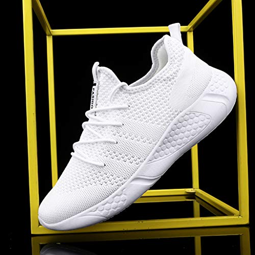 BUBUDENG Mens Running Shoes Trainers Sports Gym Walking Jogging Athletic Fitness Outdoor Sneakers,White,5.5 UK(Label Size: 39)