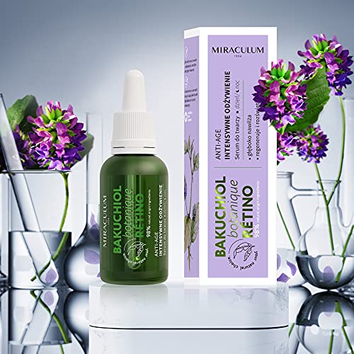 Miraculum Bakuchiol Anti-Aging Regenerating Day and Night Face Serum – Moisturising Face Serum with Vitamin C– Botanic Retinol - 4D Hyaluronic Acid Face Serum – Vegan Natural Face Serum - 30 ml