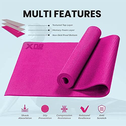 Xn8 Sports Yoga Mat, Non Slip Exercise mat, 6mm Thick Workout Mat, Best for Pilates Gymnastics Gym Meditation & Stretching, Lightweight with Carry Strap for Travel & Outdoor Men & Women