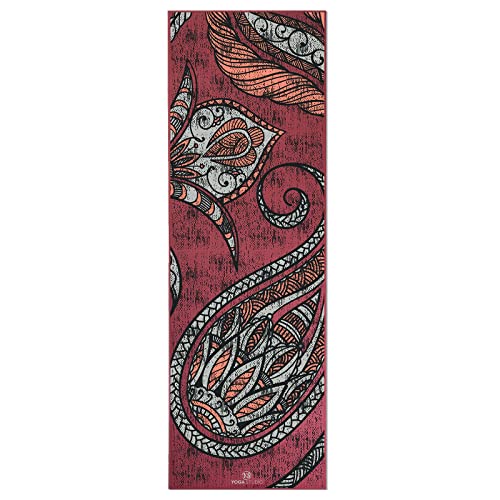 Yoga Studio Designed Yoga Mat - Eco Friendly Tear Proof PVC 6mm Non-Slip Premium Exercise Workout Mat for Yoga, Pilates, Meditation, & Gymnastics, 183cm x 61cm - (Burgundy/Pepper Paisley)