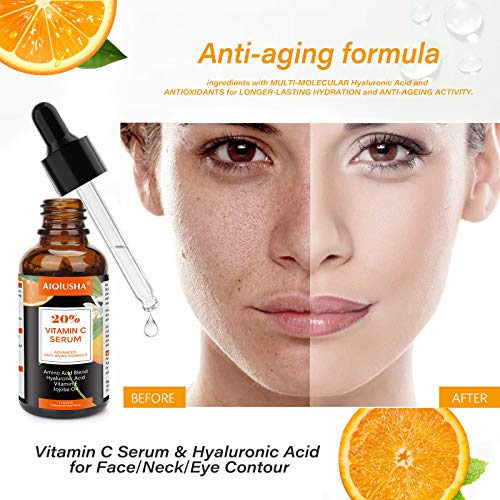 20% Vitamin C Serum For Face with Anti Aging & Wrinkle Facial Serum, Fades Dark Spots and Hyperpigmentation. Boost Skin Collagen, Brighten Hydrate & Plump Skin.(1 oz)