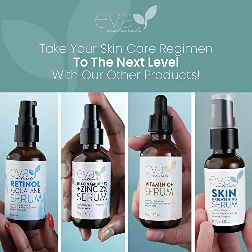 Eva Naturals Hydrate and Brighten Skincare Bundle - Includes Hyaluronic Acid Serum and 20% Vitamin C Serum - Restores Lost Moisture, Plumps Skin while Toning and Brightens and Smooths the Complexion