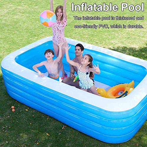 Large Rectangular Paddling Pool for Kids - Inflatable Family Pool for Swimming with Self-Adhesive Repair Patch | Rectangular Paddling Pool for Adults & Kids (181x141x46cm/71.2x55.5x18.1in)