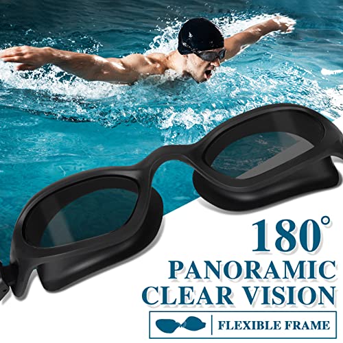 Swimming Goggles Clear Vision Anti Fog Anti UV Waterproof -Comfortable Swim Goggles for Adult Men Women Teenager (All Black/Smoke Lens)