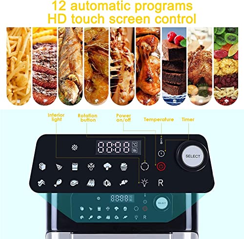 Air Fryer Oven, Uten 10L Digital Air Fryers Oven, Smart Tabletop Oven with 12 Preset Menus, LED Touch Screen Temperature and Control for Baking with Recipe, 1500W