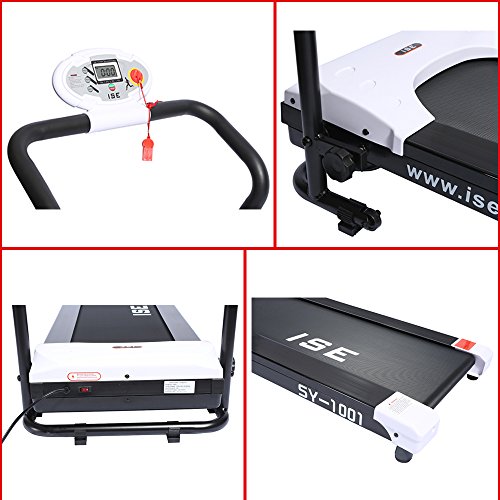 ISE Folding Electric Treadmill, Motorized 10 km/h, DC 750W Motor, Silent, Driving System, Ideal for Home/Office, SY-1001