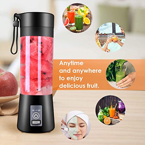 YurDoca Portable Blender, Personal Blender for Shakes and Smoothies, Personal Size Blenders with USB Rechargeable Mini Fruit Juice Mixer, Mini Juicer Smoothie Blender Bottles Travel 380ML